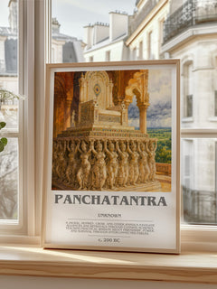 Panchatantra bookish print in frame leaning in hallway – childrens wall art