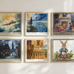 Panchatantra literary print in frame leaning in hallway – childrens wall art