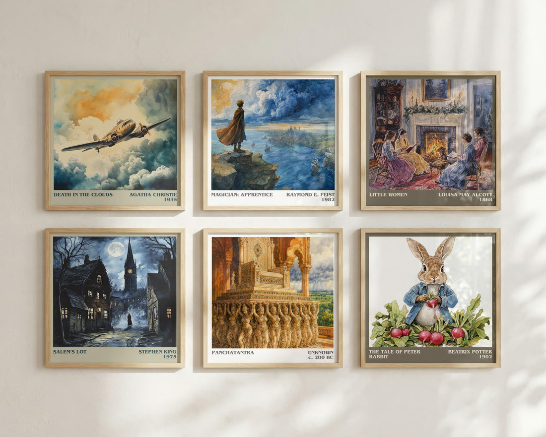 Panchatantra literary print in frame leaning in hallway – childrens wall art