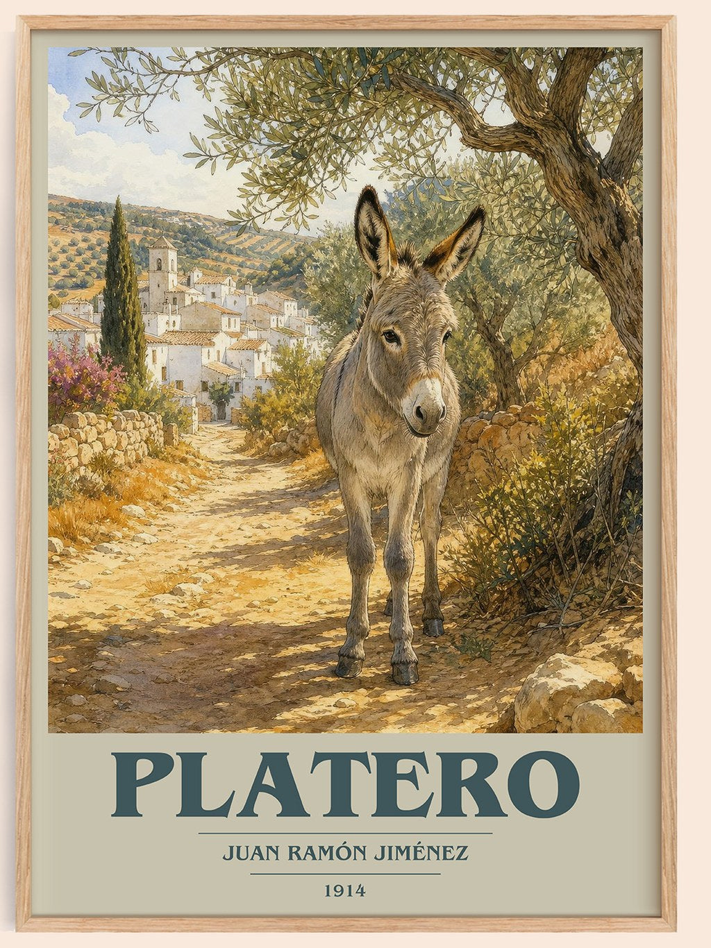 Platero book cover book poster by Juan Ramón Jiménez – framed literary art print
