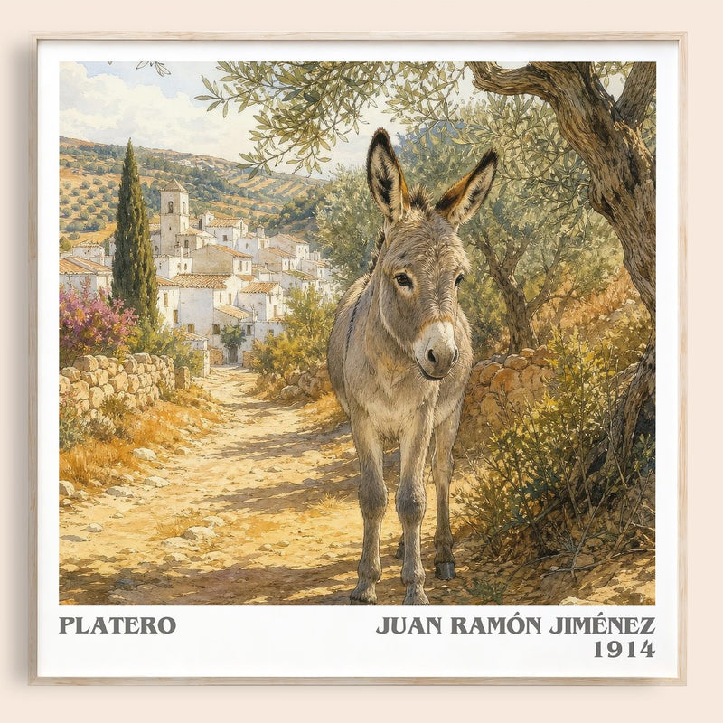 Platero literary book poster by Juan Ramón Jiménez – framed literary art print