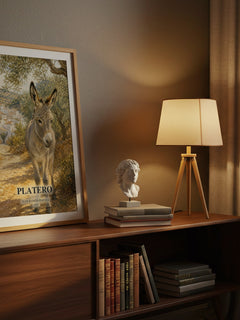 Platero watercolour print on bookshelf – Juan Ramón Jiménez fan gift
