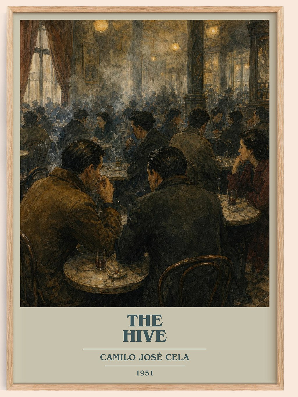 The Hive book cover book poster by Camilo José Cela – framed literary art print