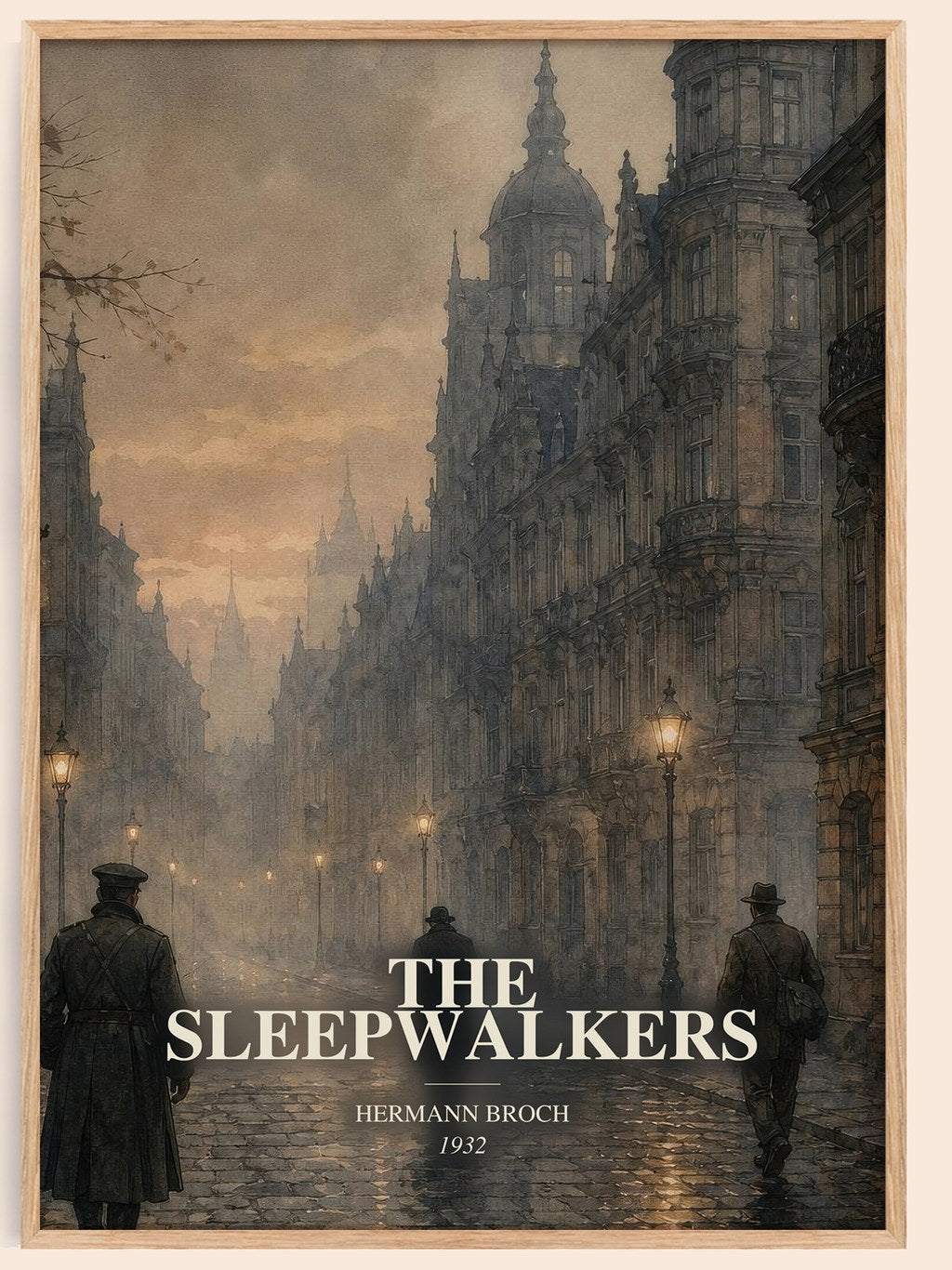 The Sleepwalkers watercolour book poster by Hermann Broch – framed literary art print