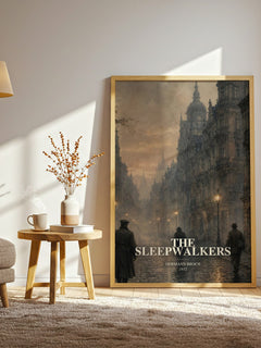 The Sleepwalkers watercolour print in frame leaning in hallway – literary fiction wall art