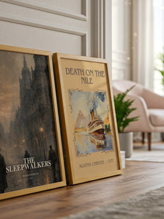 The Sleepwalkers watercolour print framed by window – literary home decor