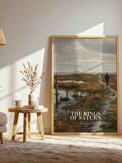 The Rings of Saturn watercolour print in frame leaning in hallway – non fiction wall art
