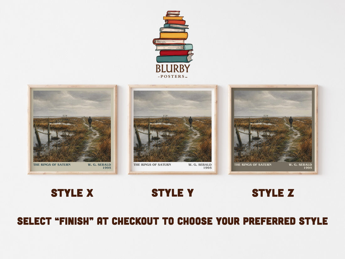 The Rings of Saturn literary print in frame leaning in hallway – non fiction wall art (mockup)