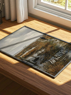 The Rings of Saturn watercolour book poster framed on wall – non fiction wall art
