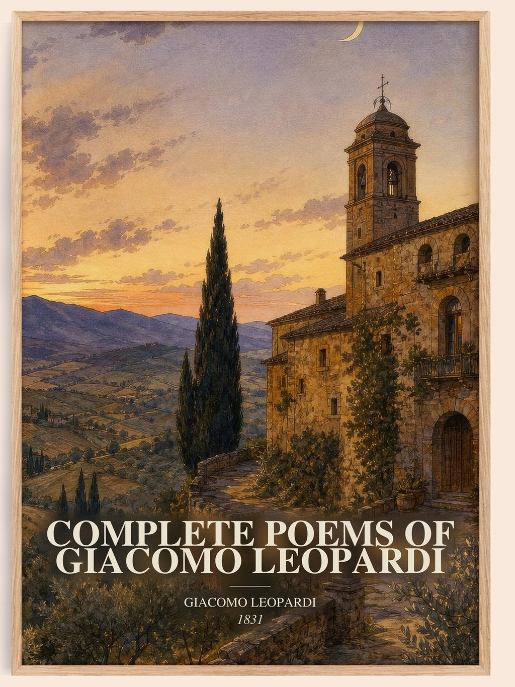 Complete Poems of Giacomo Leopardi watercolour book poster by Giacomo Leopardi – framed literary art print