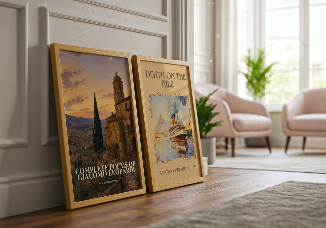 Complete Poems of Giacomo Leopardi watercolour print framed by window – literary home decor