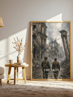The Skin watercolour print in frame leaning in hallway – literary fiction wall art