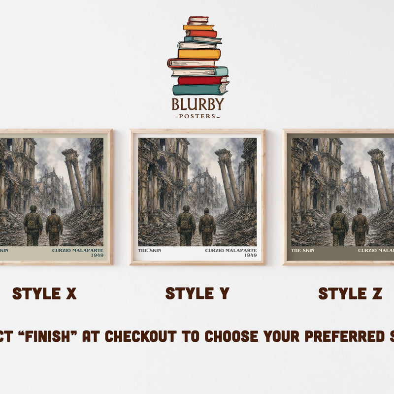The Skin literary print in frame leaning in hallway – literary fiction wall art