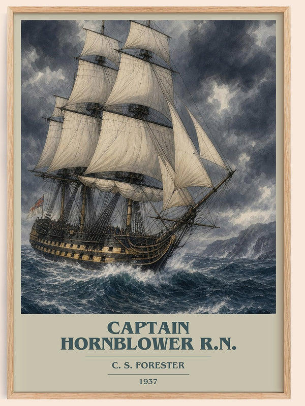 Captain Hornblower R.N. book cover book poster by C. S. Forester – framed literary art print