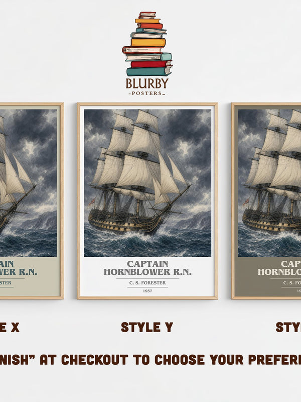Captain Hornblower R.N. book cover print in frame leaning in hallway – historical fiction wall art