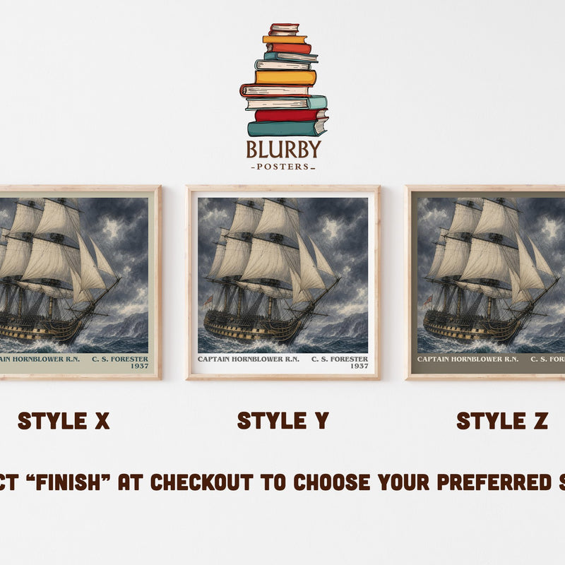 Captain Hornblower R.N. literary print in frame leaning in hallway – historical fiction wall art