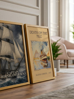 Captain Hornblower R.N. watercolour print framed by window – literary home decor