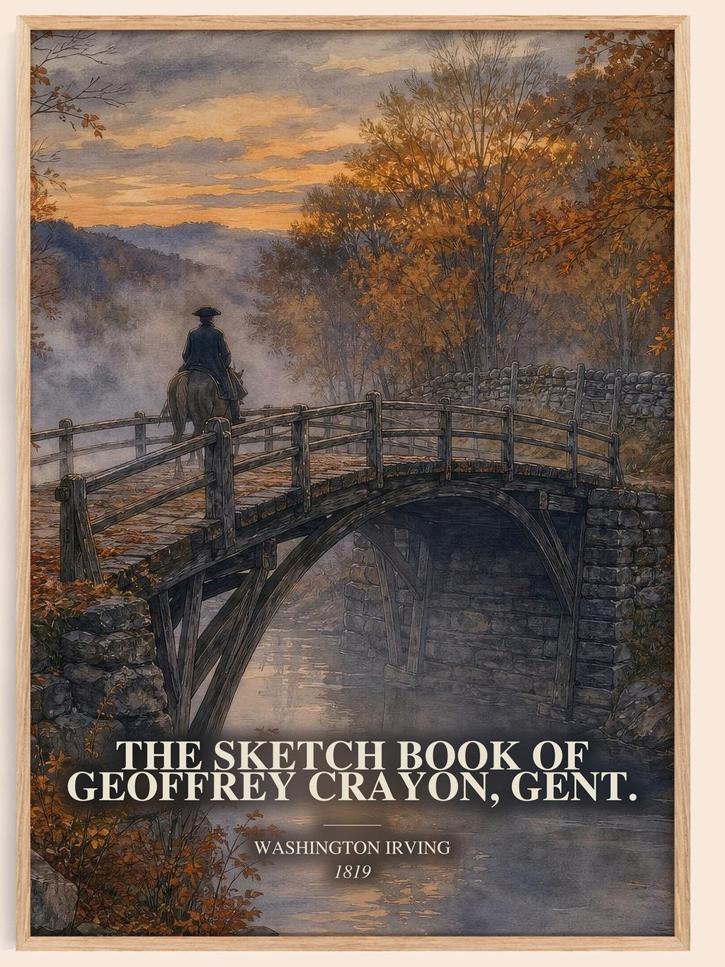 The Sketch Book Of Geoffrey Crayon, Gent. watercolour book poster by Washington Irving – framed literary art print