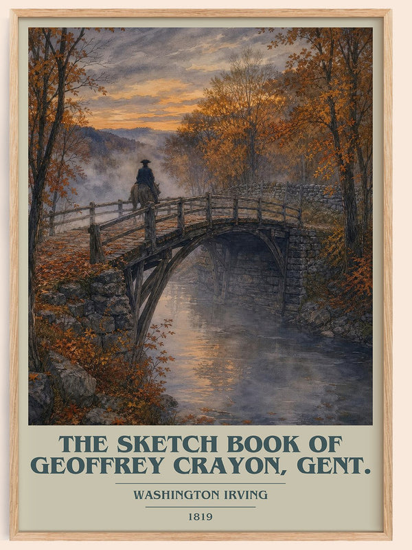 The Sketch Book Of Geoffrey Crayon, Gent. book cover book poster by Washington Irving – framed literary art print