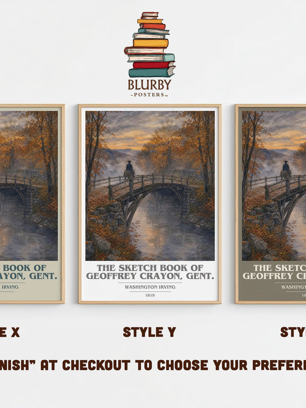 The Sketch Book Of Geoffrey Crayon, Gent. book cover print in frame leaning in hallway – classic literature wall art