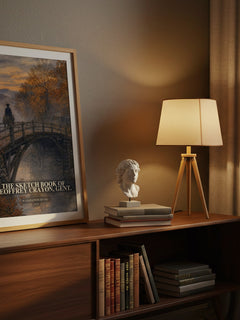 The Sketch Book Of Geoffrey Crayon, Gent. watercolour print on bookshelf – Washington Irving fan gift