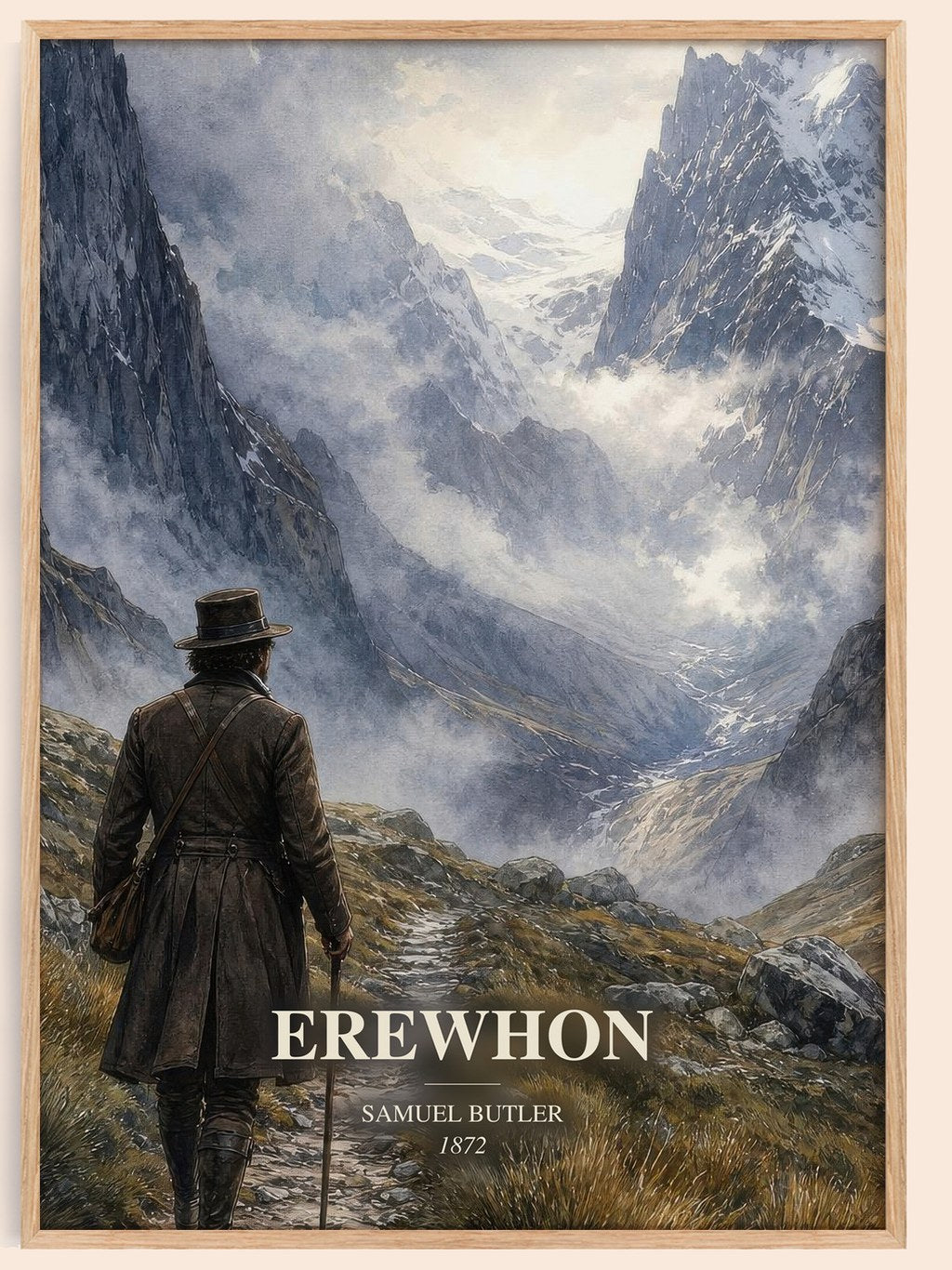 Erewhon watercolour book poster by Samuel Butler – framed literary art print