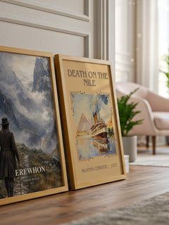 Erewhon watercolour print framed by window – literary home decor