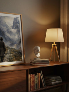 Erewhon watercolour print on bookshelf – Samuel Butler fan gift