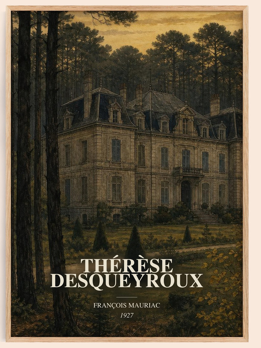 Thérèse Desqueyroux watercolour book poster by François Mauriac – framed literary art print