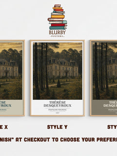 Thérèse Desqueyroux Book Cover Poster by François Mauriac – Style X, Y and Z side by side – choose your finish