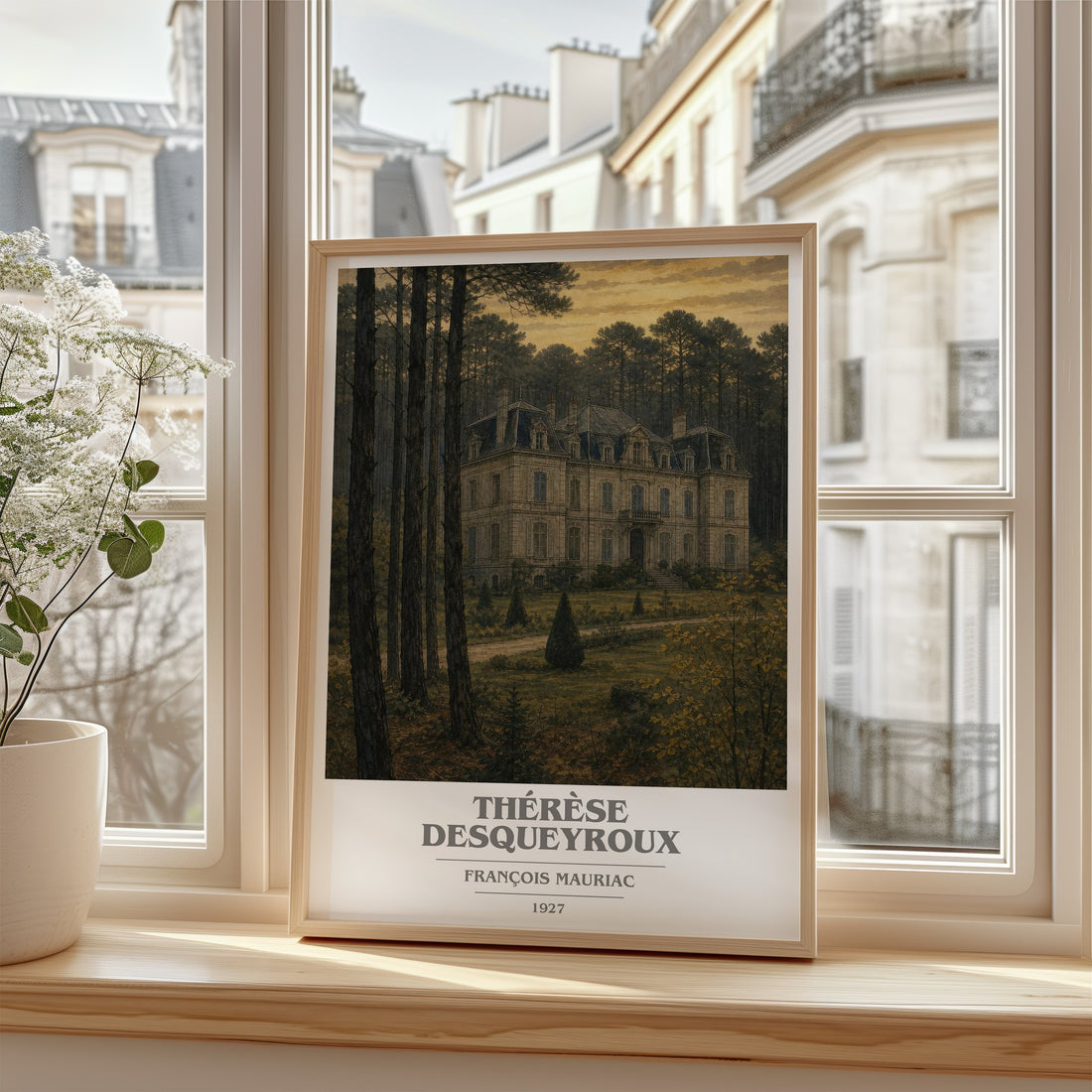 Thérèse Desqueyroux Book Cover Poster by François Mauriac – framed print by a bright window