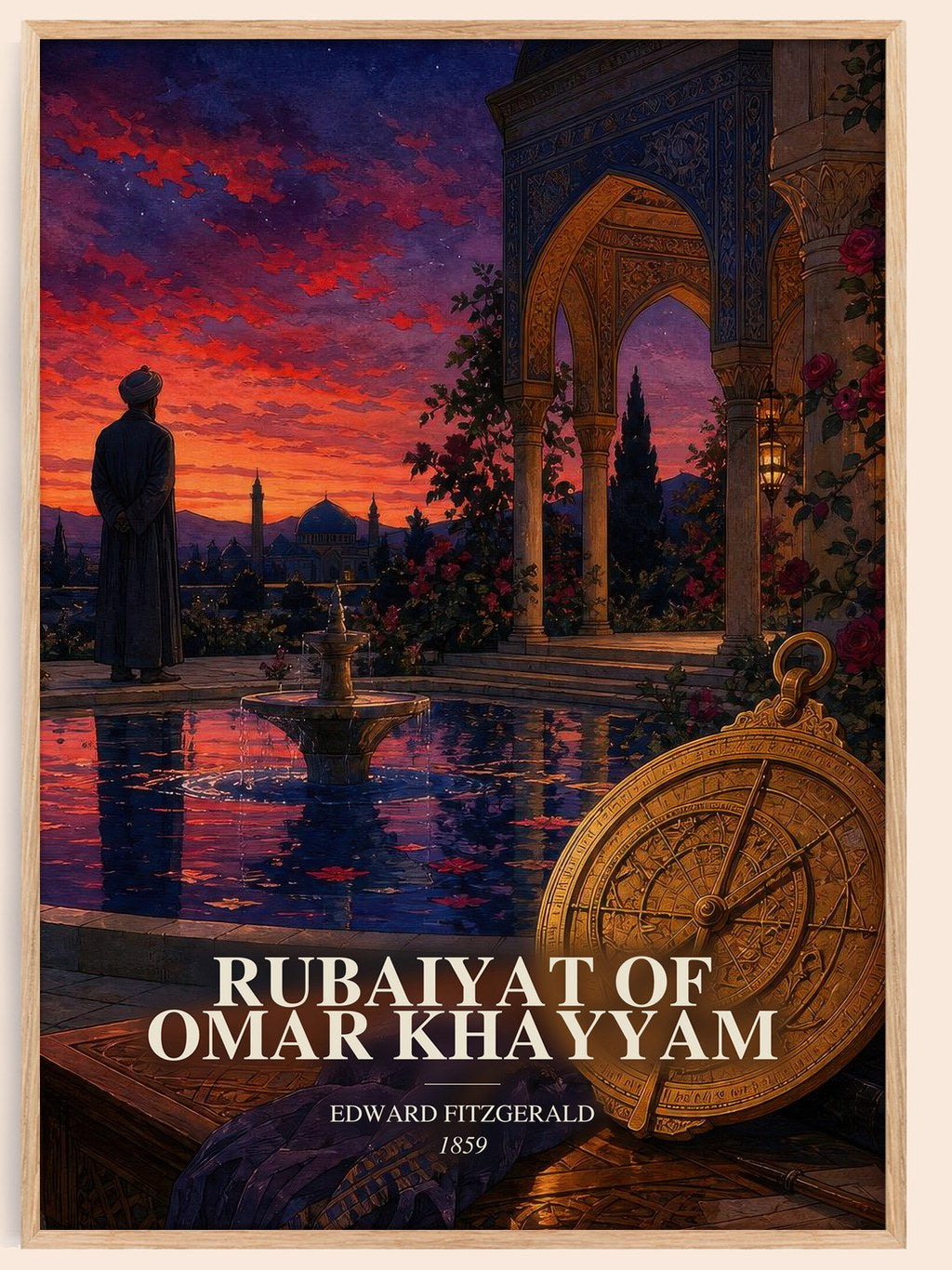 Rubaiyat of Omar Khayyam watercolour book poster by Edward FitzGerald – framed literary art print