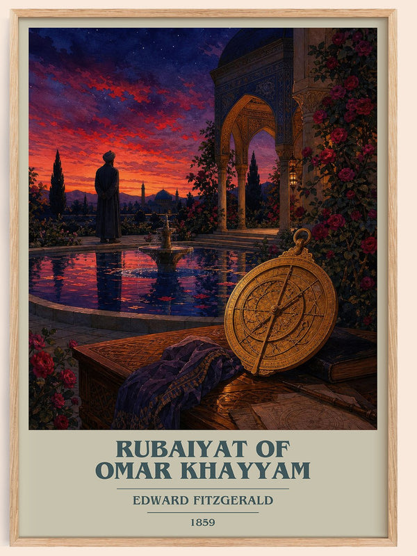 Rubaiyat of Omar Khayyam book cover book poster by Edward FitzGerald – framed literary art print