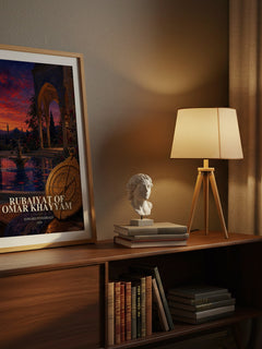 Rubaiyat of Omar Khayyam watercolour print on bookshelf – Edward FitzGerald fan gift