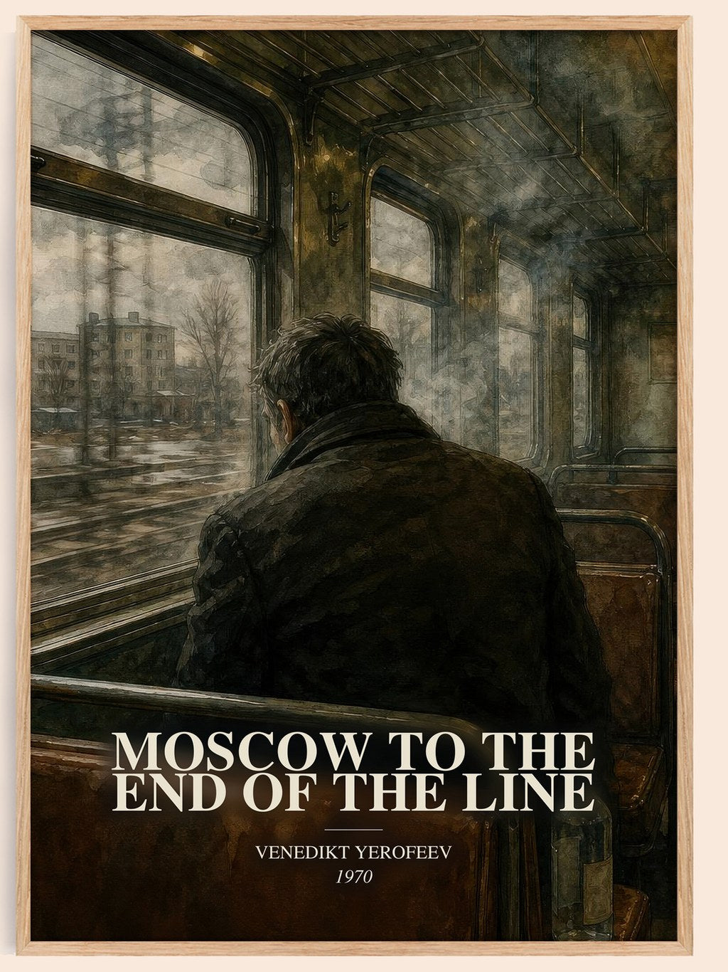 Moscow to the End of the Line watercolour book poster by Venedikt Yerofeev – framed literary art print