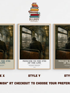 Moscow to the End of the Line book cover print in frame leaning in hallway – literary fiction wall art