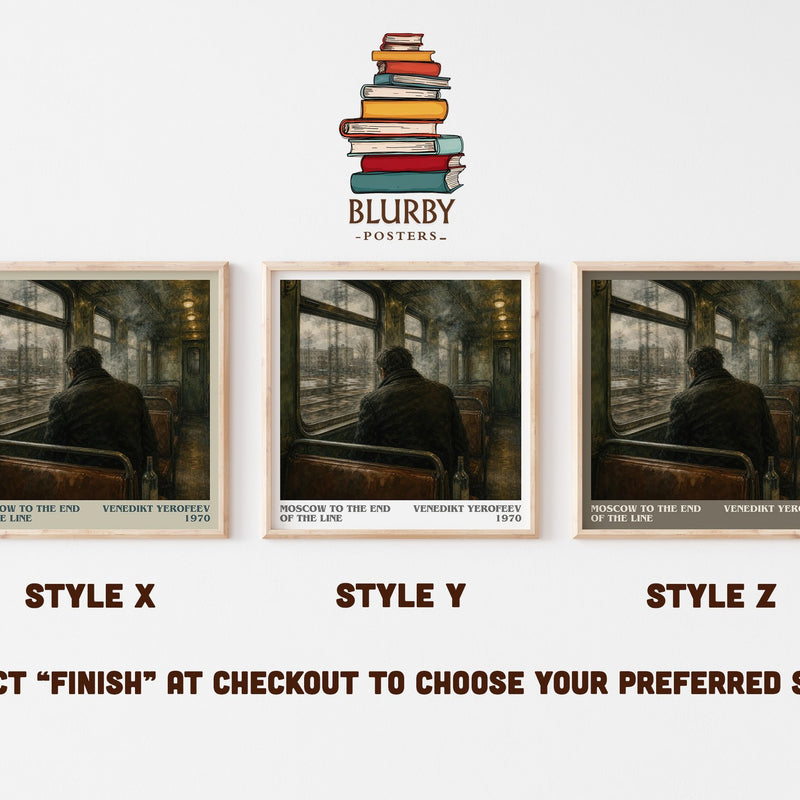 Moscow to the End of the Line literary print in frame leaning in hallway – literary fiction wall art