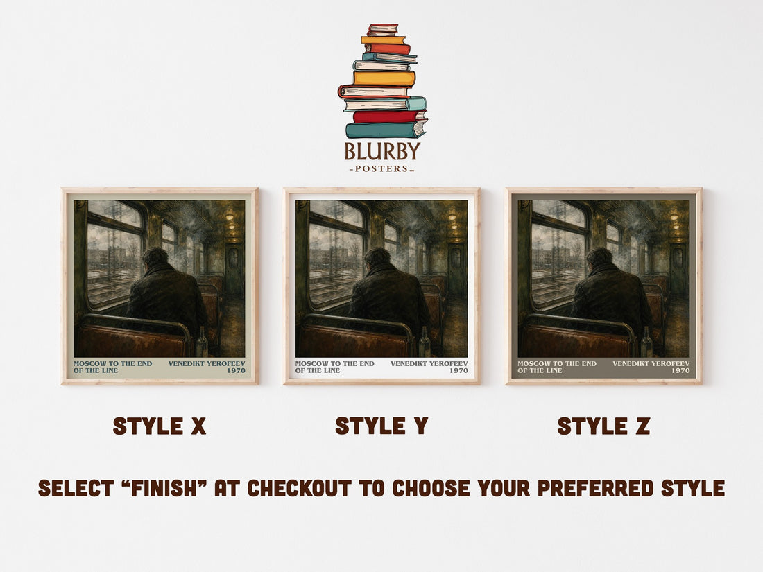 Moscow to the End of the Line literary print in frame leaning in hallway – literary fiction wall art (mockup)