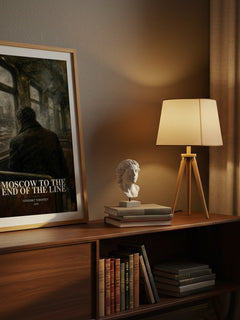 Moscow to the End of the Line watercolour print on bookshelf – Venedikt Yerofeev fan gift