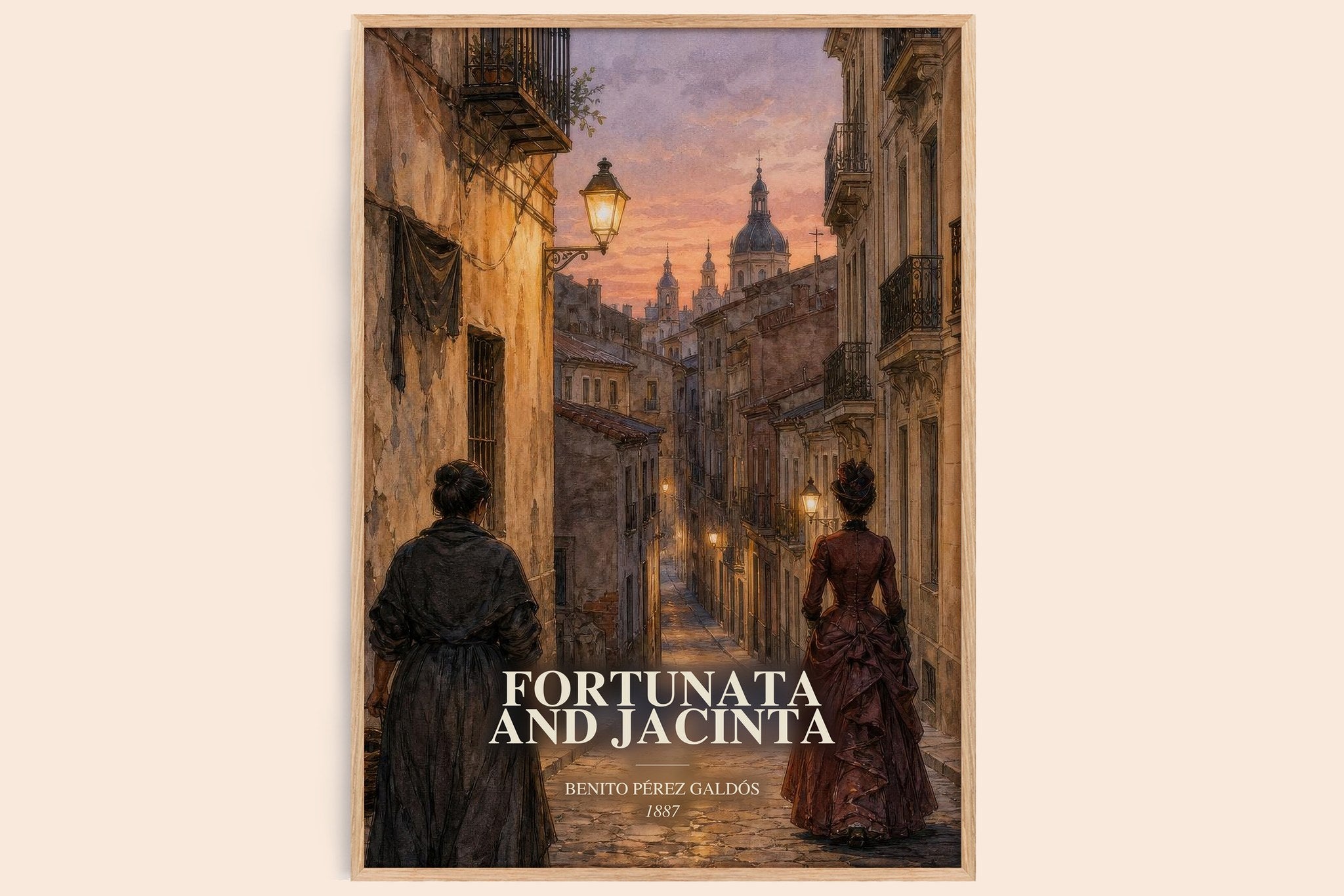 Fortunata and Jacinta Book Watercolour Illustration by B. Galdós