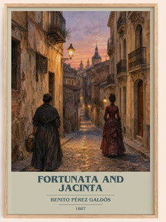 Fortunata and Jacinta book cover book poster by Benito Pérez Galdós – framed literary art print