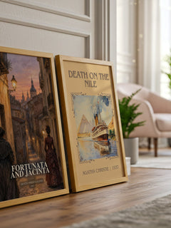 Fortunata and Jacinta watercolour print framed by window – literary home decor
