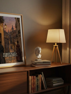 Fortunata and Jacinta watercolour print on bookshelf – Benito Pérez Galdós fan gift