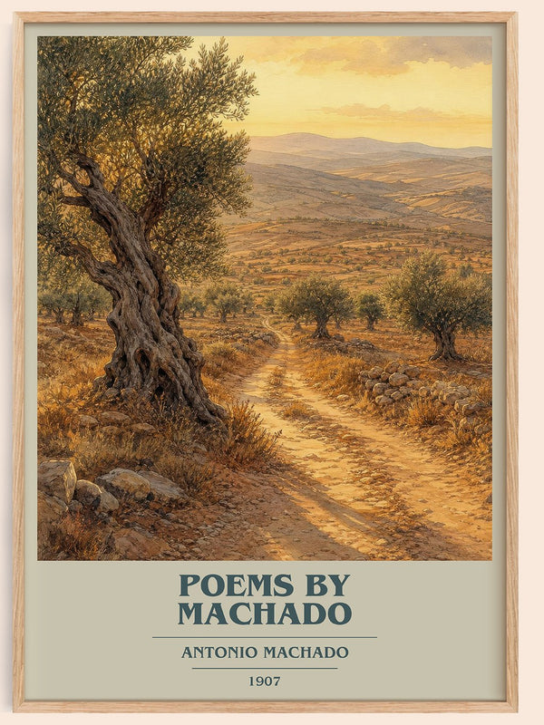 Poems by Machado book cover book poster by Antonio Machado – framed literary art print