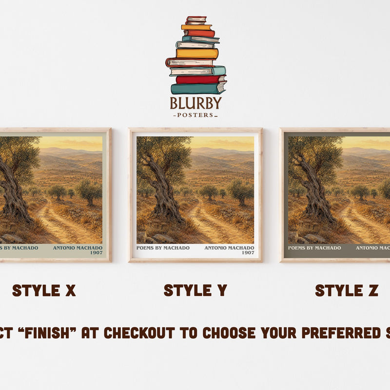 Poems by Machado literary print in frame leaning in hallway – poetry wall art