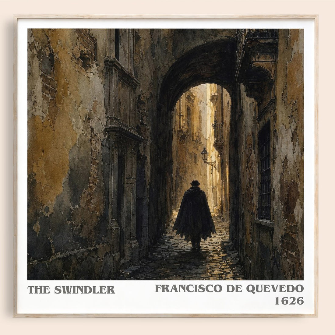 The Swindler literary book poster by Francisco de Quevedo – framed literary art print