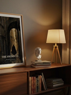 The Swindler watercolour print on bookshelf – Francisco de Quevedo fan gift