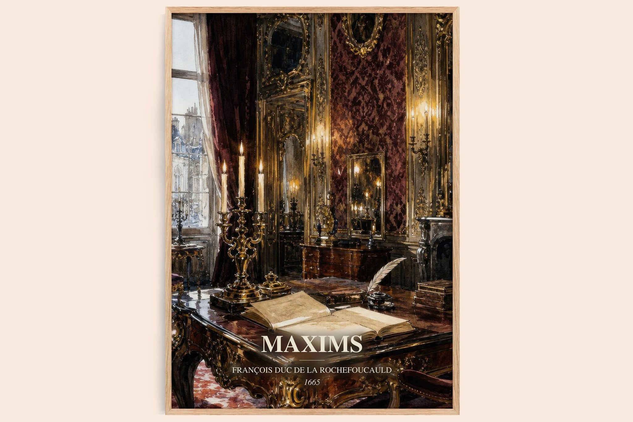 Maxims Book Watercolour Illustration by F. Rochefoucauld