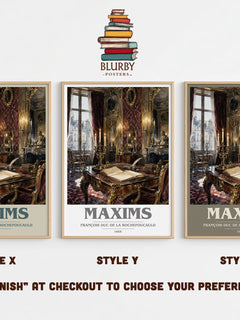 Maxims book cover print in frame leaning in hallway – philosophy wall art