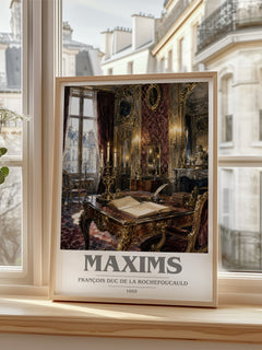 Maxims book cover poster colour and style options – François duc de La Rochefoucauld book art